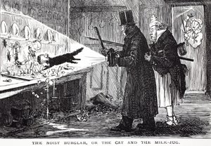 Der laute Einbrecher oder die Katze und der Milchtopf von John Leech